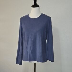 Denim&Co Classic Blue Cotton Blend Top
